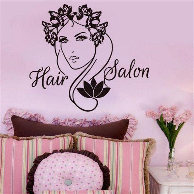 Flower Lady Logo - Aliexpress.com : Buy Hair Salon Logo Vinyl Wall Sticker Lady With