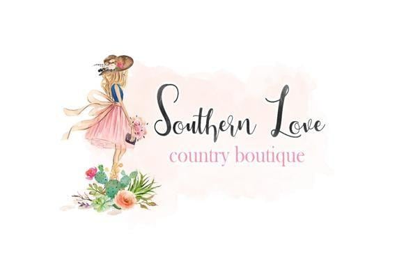 Flower Lady Logo - Southern Logo Country logo Shabby chic logo Cactus logo