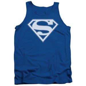 White and Blue Superman Logo - Superman Blue And White Shield Symbol DC Comics Adult Tank Top | eBay