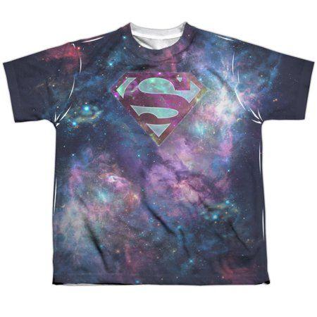 White and Blue Superman Logo - Superman Men's Spaced Out Logo Sublimation T-shirt White - Walmart.com