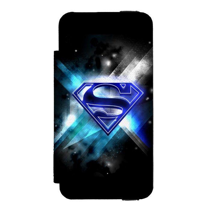 White and Blue Superman Logo - Superman Stylized | Blue White Crystal Logo Wallet Case For iPhone ...