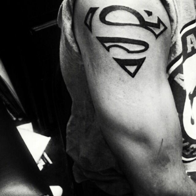 White and Blue Superman Logo - blue shade superman logo tattoo