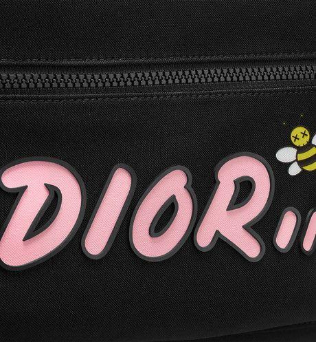 Kaws Logo - DIOR x KAWS Black Nylon Backpack with Pink Dior logo - Leather goods ...