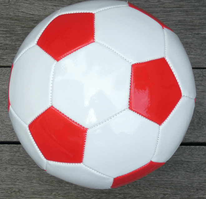 Red and White Soccer Ball Logo - SOCCER BALL NO. 5 RED WHITE PVC 280gm - Western Varieties