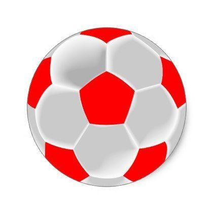 Red and White Soccer Ball Logo - Red and White Soccer Ball Classic Round Sticker in 2018 | Toddler ...