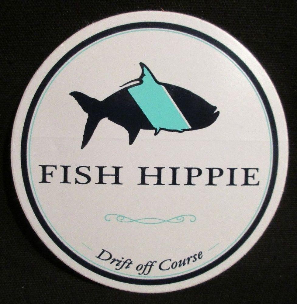 Hippie Fish Logo - Fish Hippie Decal Sticker Drift off Course Round 4 White Blue