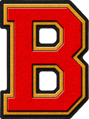 Red and Gold B Logo - Presentation Alphabets: Scarlet Red & Gold Varsity Letter B