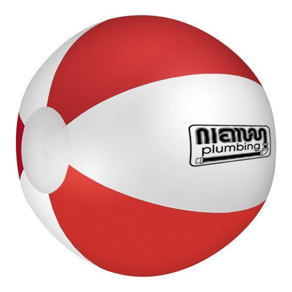 Red and White Soccer Ball Logo - Beach BallAllPromos