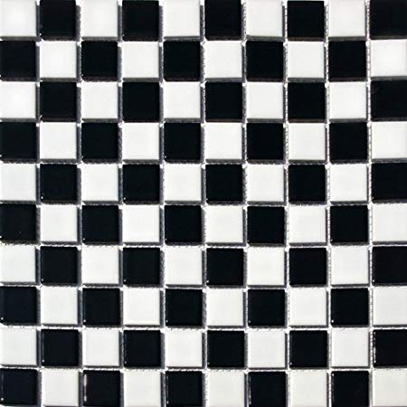 Checkered Square Logo - Square Checkered Tile Black & White Porcelain Mosaic Shiny Look 1-1 ...