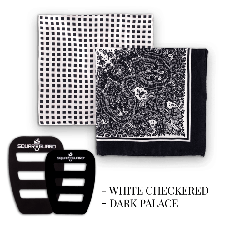 Checkered Square Logo - White Checkered and Dark Palace 2 Pocket Square Set