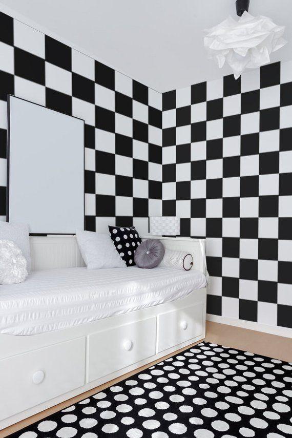 Checkered Square Logo - Checkered, Square Wall Art, Square Decals, Checkered Wall Pattern, Modern  Nursery Decor, Dorm Room Decor, Event Decor, Checker Board Decal