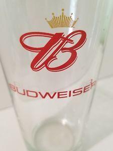 Red and Gold B Logo - Budweiser Beer Glass 5.75 Gold Crown Red B Logo Barware Man Cave