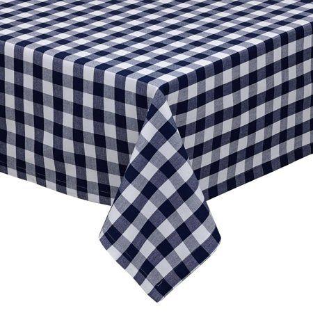 Checkered Square Logo - Country Classic Deep Nautical Blue & Pure White Checkered Square Table  Cloth 52