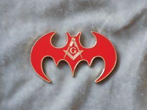 Red Bat Logo - Masonic 3 Car Emblem Master Mason Square Compass Red Bat Shape