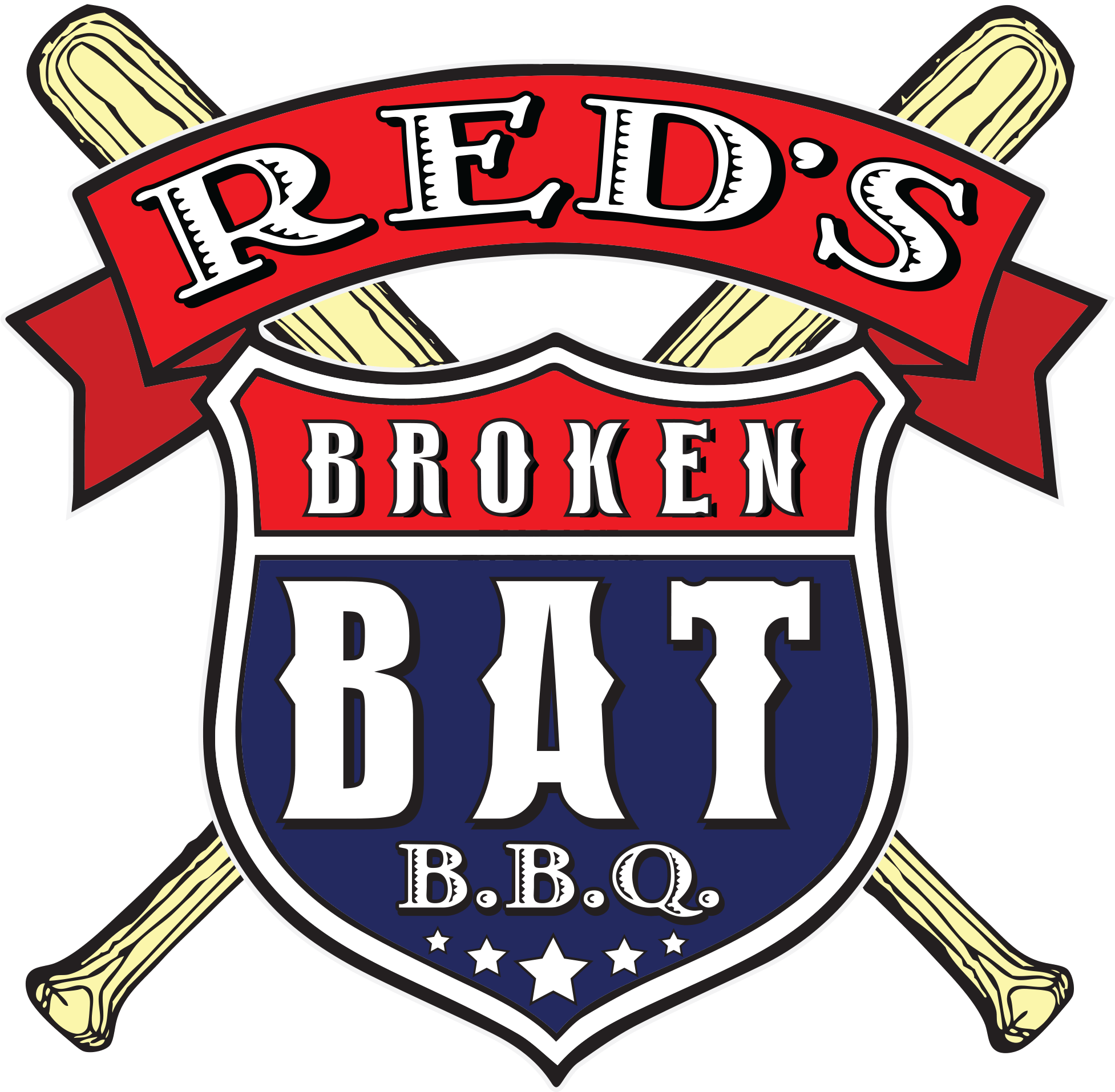 Red Bat Logo - Red's Broken Bat B.B.Q