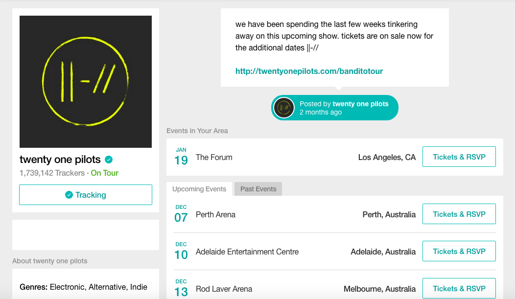 Bandsintown App Logo - Bandsintown | How do I message our trackers?