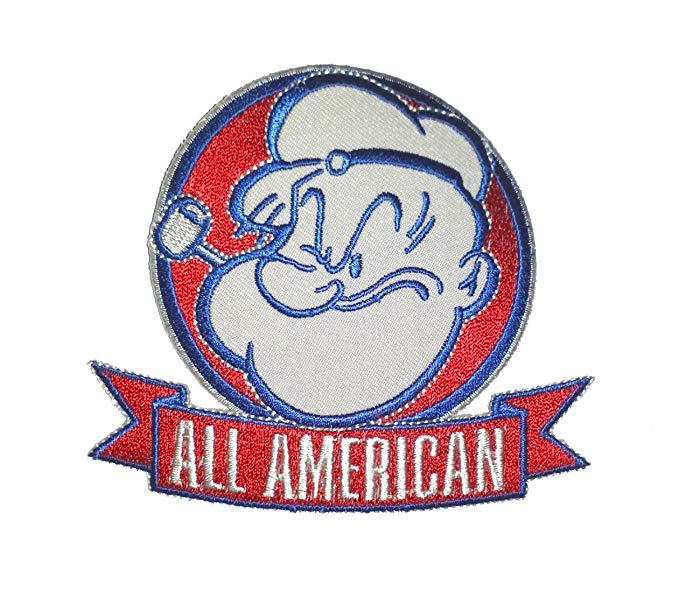 American Iron Logo - Popeye The Sailor Man All American Iron On Patch: Clothing