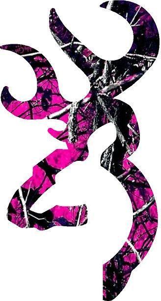 Pink Camouflage Browning Deer Head Logo - Browning style deer Muddy Girl Pink camo decal/Sticker 2