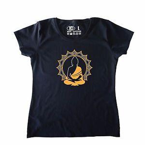 Zen Flower Logo - Buddha Lotus Flower Logo Womens Ladies T Shirt Spiritual Top Yoga ...