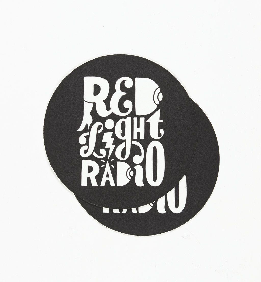Red Black and White Logo - set of two red light radio slipmats