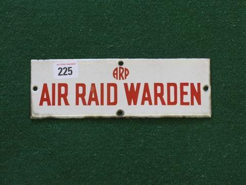 Red ARP Logo - A small enamel sign for ARP Air Raid Warden, red letters on a white