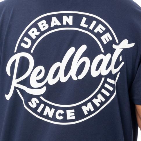 Red Bat Logo - Redbat Men's Script Circle Graphic Navy T Shirt