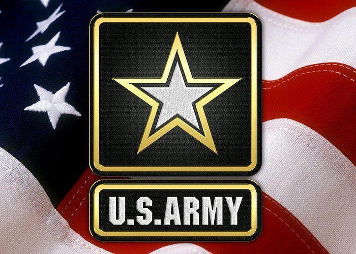 U.S. Army Logo - U. S. Army Logo Over American Flag. Greeting Card for Sale by Serge ...