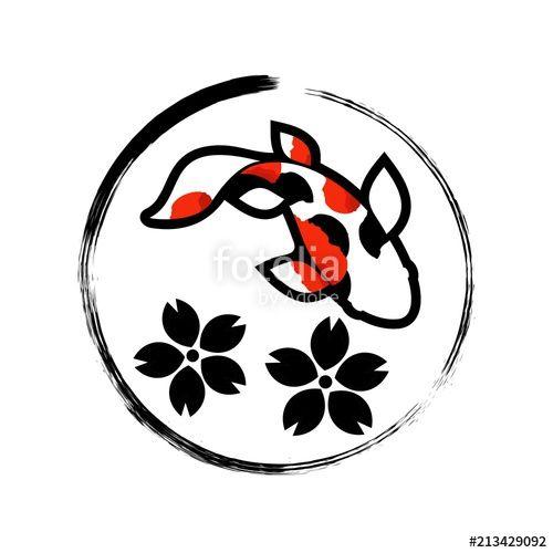 Zen Flower Logo - Koi logo Zen Logo Sakura and Sakura Flower Stock image and royalty