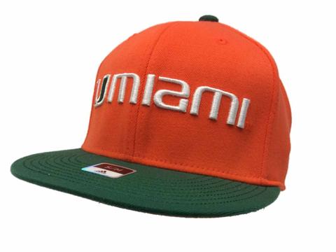Orange and Green Hurricane Logo - Miami Hurricanes Adidas Orange & Green Flexfit Fitmax 70 Flat Bill ...
