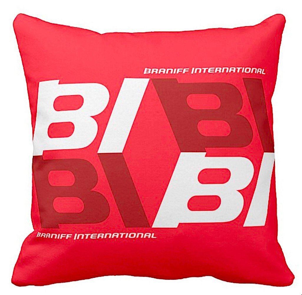 Red -Orange Square Logo - Pillow Braniff Alexander Girard Design BI Tile Logo Multiple Colors