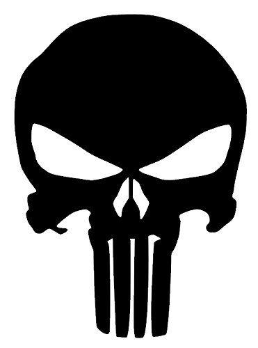 Skull Black and White Logo - The Punisher Skull Vinyl Sticker Decal (5''x4'', Black)