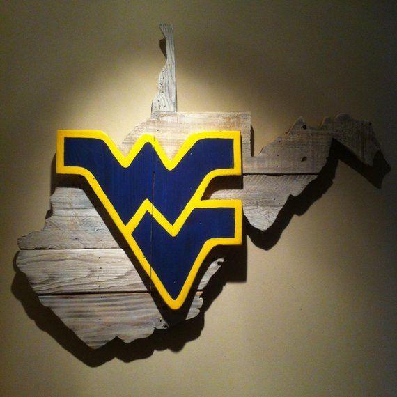 WVU Logo - Wooden State of West Virginia with WVU logo | Etsy