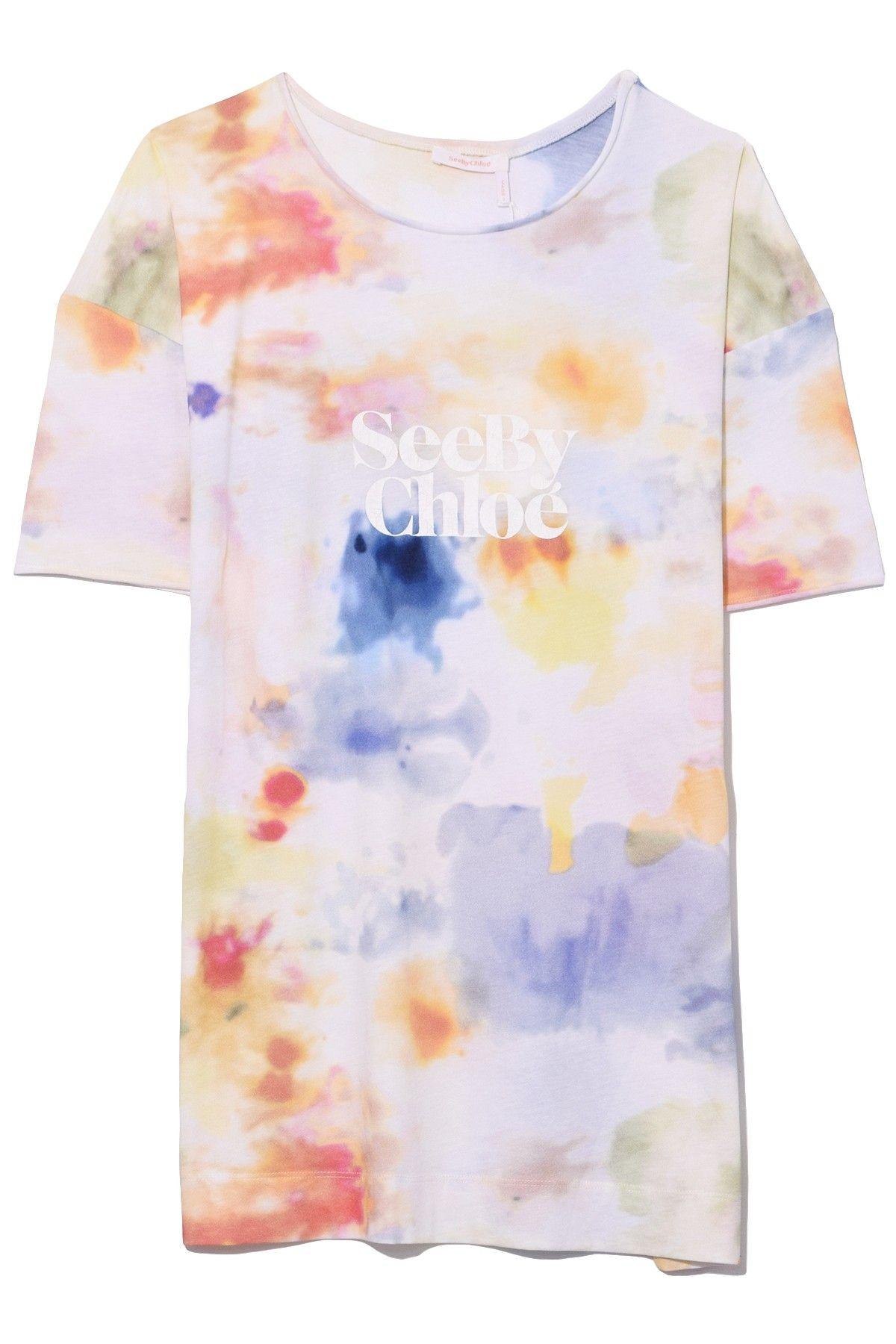 See by Chloe Logo - See By Chloe Tie Dye Logo T-Shirt in Multicolor