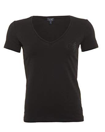 Black V Logo - Armani Jeans T-Shirt, Black V Neck Crystal Logo Top: Amazon.co.uk ...
