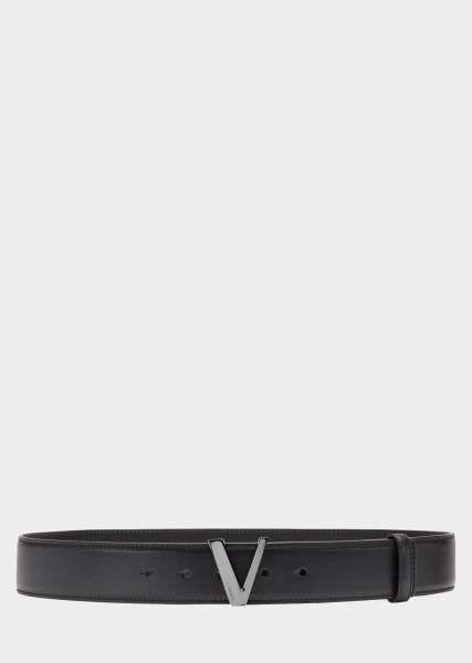 Black V Logo - Great Versace Versace V Logo Calf Leather Belt For Men | Black ...