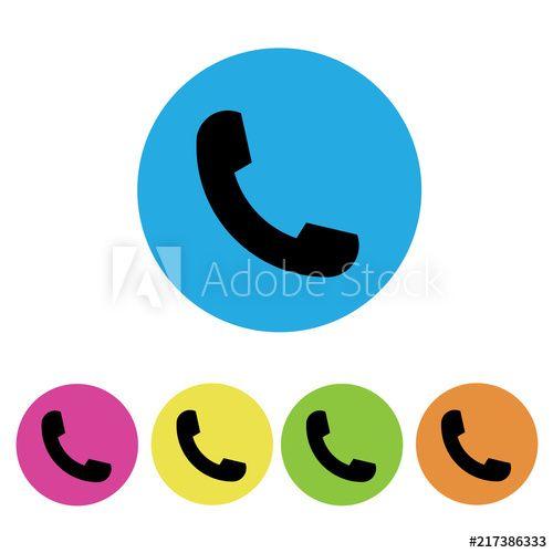 Blue Green Telephone Logo - Black phone icon symbol set in trendy flat style isolated on blue ...