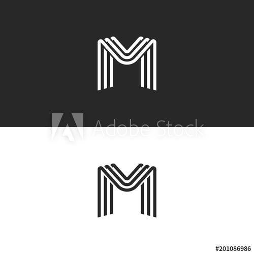 M with White Lines Logo - Monogram letter M logo, black and white smooth lines design element ...