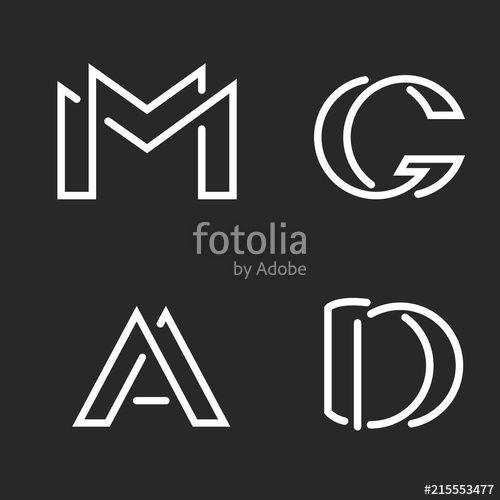 M with White Lines Logo - Set logo M, D, A, G letters monograms logos, group creative linear ...