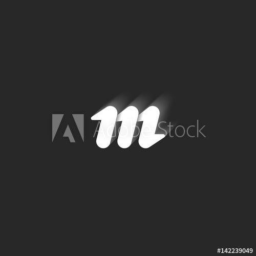 M with White Lines Logo - Lowercase bold letter M logo. Graphic design element black and white ...