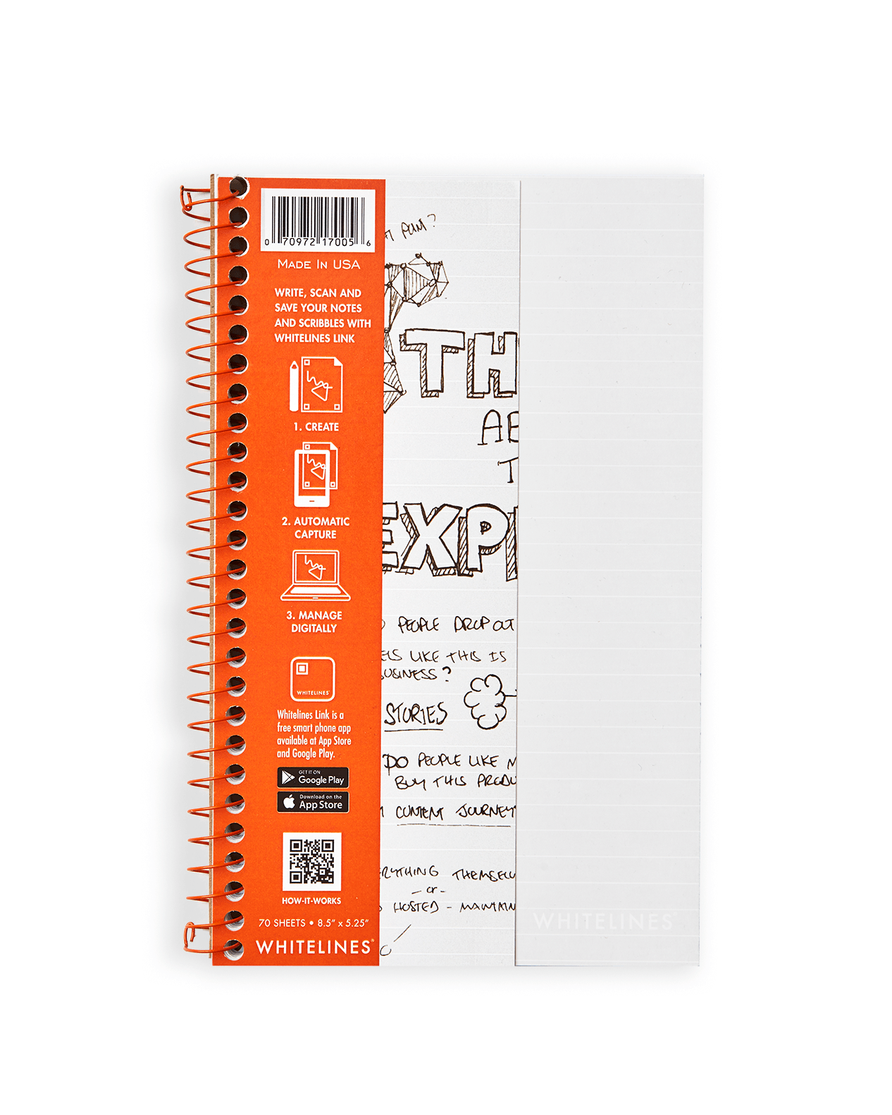 M with White Lines Logo - WIREBOUND NOTEPAD 8.5