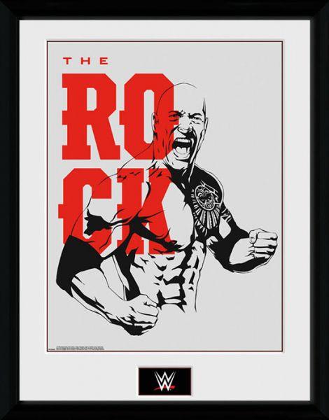 The Rock WWE Logo - The Rock Outline Logo Framed Photo WWE Collector Print