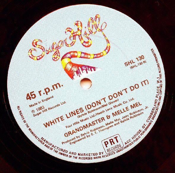 M with White Lines Logo - Grandmaster & Melle Mel White Lines (Don't Don't Do It) 12 Inch