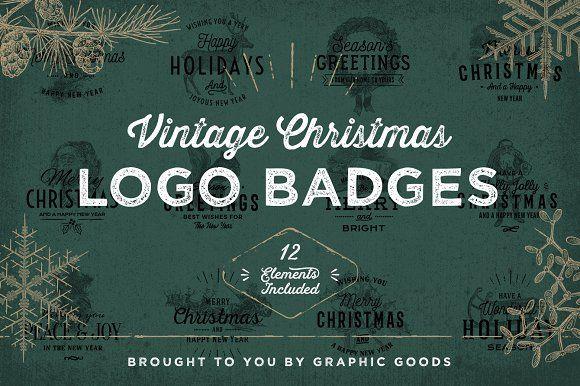 Best Christmas Logo - Vintage Christmas Logo Badges ~ Logo Templates ~ Creative Market