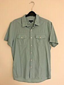 M with White Lines Logo - DKNY Mens Short Sleeve Shirt M Medium Light Blue White Stripes Lines ...