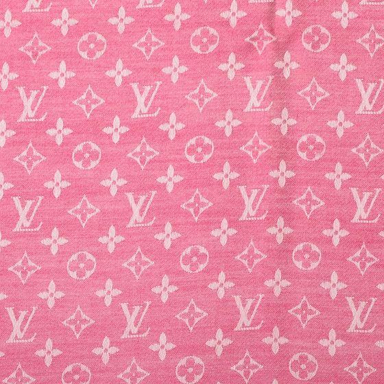 Pink Louis Vuitton Logo - LOUIS VUITTON Silk Wool Monogram Denim Shawl Pivoine 74253