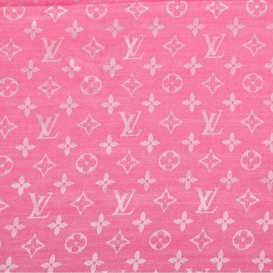 Pink Louis Vuitton Logo - LOUIS VUITTON Silk Wool Monogram Denim Shawl Pivoine 68761