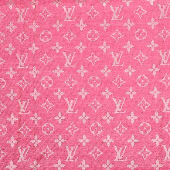 Pink Louis Vuitton Logo - LOUIS VUITTON Wool Silk Monogram Denim Shawl Pivoine 65001