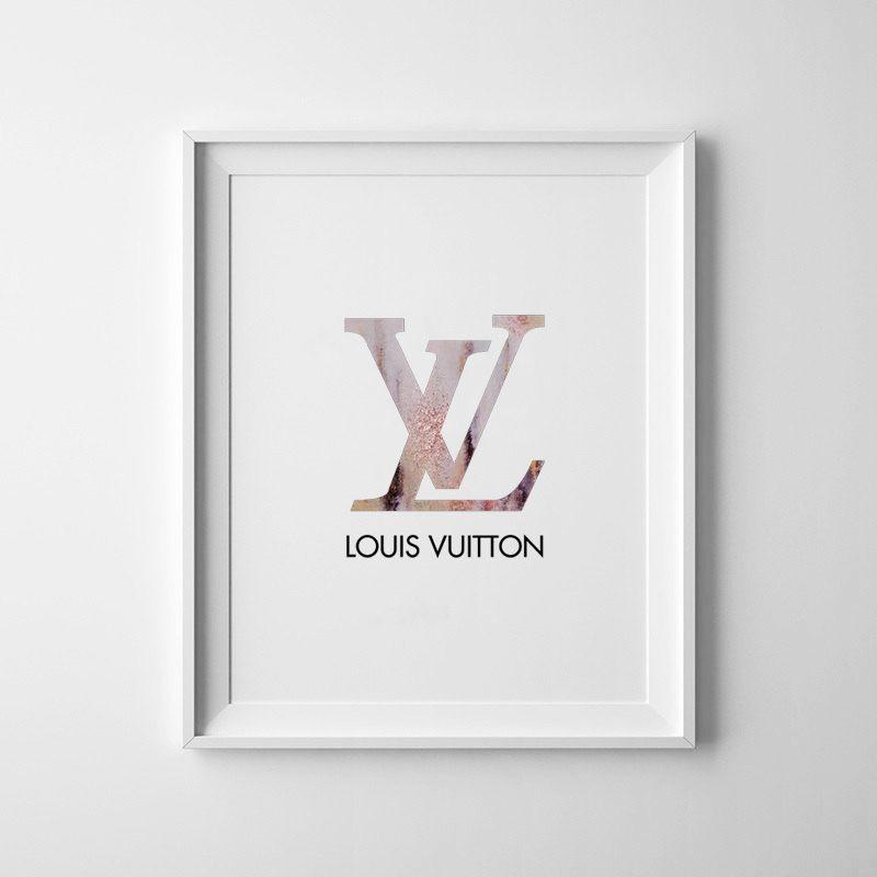 Pink Louis Vuitton Logo - Pink, Gold & Black Louis Vuitton Logo Print