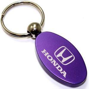 Purple Honda Logo - Purple Aluminum Metal Oval Honda Logo Key Chain Fob Chrome Ring