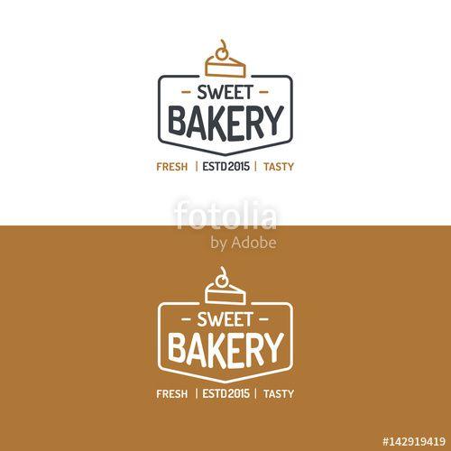 Pie Restaurant Logo - Sweet bakery logo set modern line style for use cupcake shop, pie
